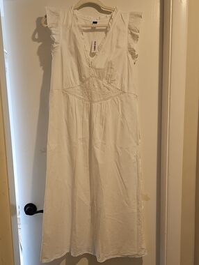 Old Navy White Maxi Dress with Embroidered Waist